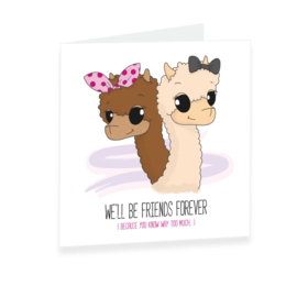 Alpaca wenskaart - friends forever