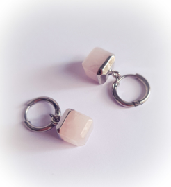 Hoops pink cube  - zilver