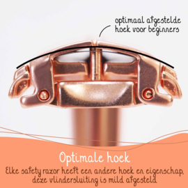 Safety Razor Rosé Goud met Vlindersluiting - incl. houder + 20x Platinum Scheermesjes- preorder