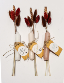 Droogbloemen & kaarsje + kerst cadeau-label