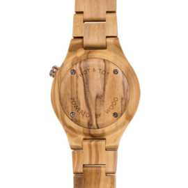 horloge van olijfhout en wit marmer - Tayga HOT&TOT