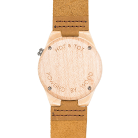 houten horloge met bruine leren band - Amici Castana Hot&Tot