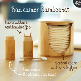 16x witte herbruikbare wattenschijfjes (4 laags) + bamboe houder  - preorder