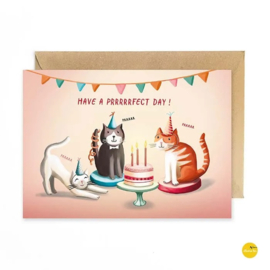 wenskaart - feestje katten