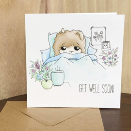 Alpaca wenskaart - get well soon!