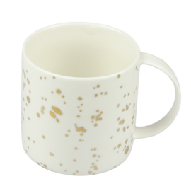 Grote witte mok met gouden print - speckles