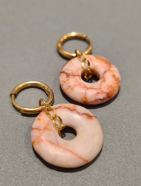 Hoops peach marmer disk - goud