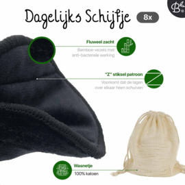 10x zwarte herbruikbare wattenschijfjes [ 2 laags ] - preorder