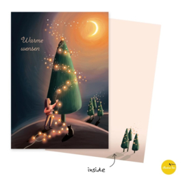 Kerstkaart - kerstboom lichtjes
