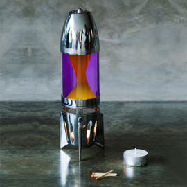 lavalamp met kaars - 'Fireflow' - zilver