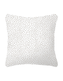 Buitenkussen met dots en hart - beige