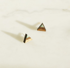 Studs small Triangula perenhout - turquoise