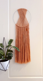 macrame wandhanger rond - oudroze