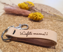 Leren sleutelhanger - Liefste mama