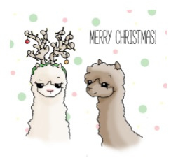 Alpaca kerstkaart - merry christmas!