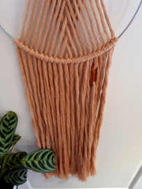 macrame wandhanger rond - oudroze