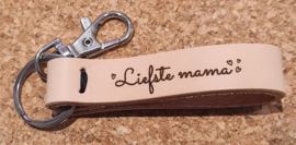 Leren sleutelhanger - Liefste mama