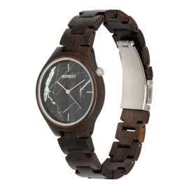 horloge van sandelhout en zwart marmer - Foresta HOT&TOT