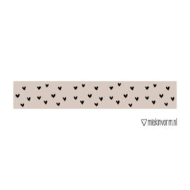 Masking tape - beige met zwarte hartjes