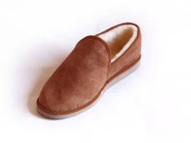 Leren pantoffel met schapenvacht - dichte slippers (maat 36-46)