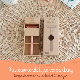 Safety Razor Rosé Goud met Vlindersluiting - incl. houder + 20x Platinum Scheermesjes- preorder