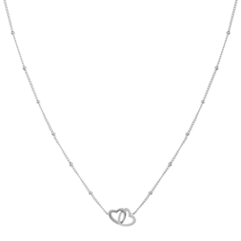 Ketting dubbel hart - zilver