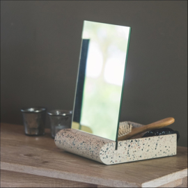 Terrazzo spiegel  & accessoires houder - wit