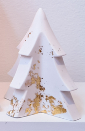Kerstboom van Jesmonite - wit met goud