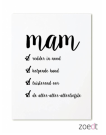 Zoedt kaart A6 - Mam checklist