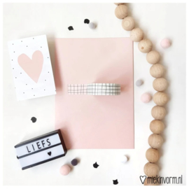 Masking tape - wit met zwart grid