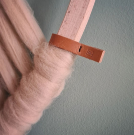 Lontwol hoepel macrame hanger - diverse kleuren - 60 cm