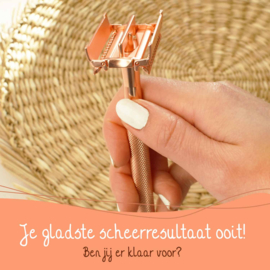 Safety Razor Rosé Goud met Vlindersluiting - incl. houder + 20x Platinum Scheermesjes- preorder