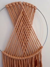 macrame wandhanger rond - oudroze