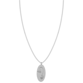 Ketting gezicht (65 cm) - zilver