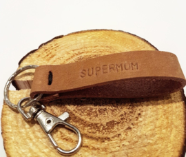 SIL- Leren sleutelhanger SUPERMOM
