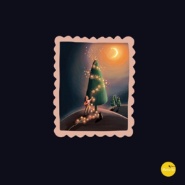 Kerstkaart - kerstboom lichtjes