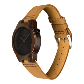 houten horloge met bruin leren band - Pantera Castana Hot&Tot