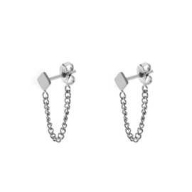 Stud earrings CHAIN DIAMOND - zilver