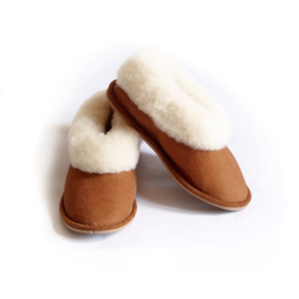 Leren pantoffel met schapenvacht - kind  (maat 22- 33)