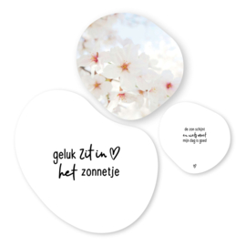 Set van 3 organische tuincirkels (bloesem en quotes) - wit