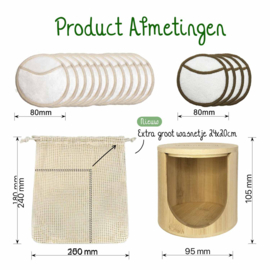 16x witte herbruikbare wattenschijfjes (4 laags) + bamboe houder  - preorder