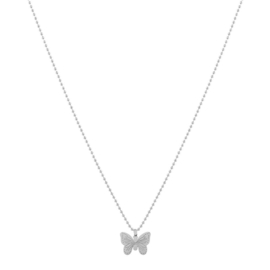 Ketting vlinder (55 cm) - zilver