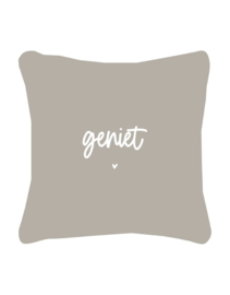 Buitenkussen 'geniet' - beige