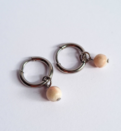 Hoops peach dot - zilver