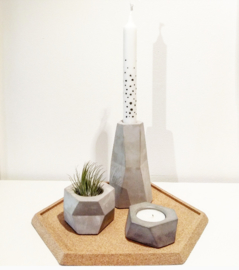 Facet candle holder - beton lichtgrijs