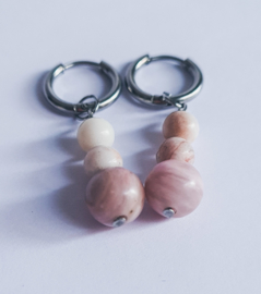 Hoops peach marbles  - zilver