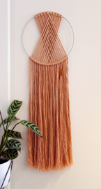 macrame wandhanger rond - oudroze