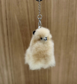 Alpaca 'mini-me' van echte alpacawol - sleutelhanger
