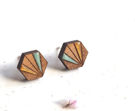 Studs Molly - turquoise & goud