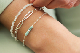 Armband 'total white' - zilver